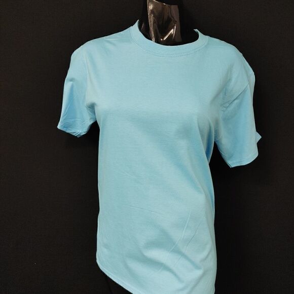 LADIE'S HANES BEEFY T CREW NECK T SHIRT TURQUOISE - Picture 1 of 5